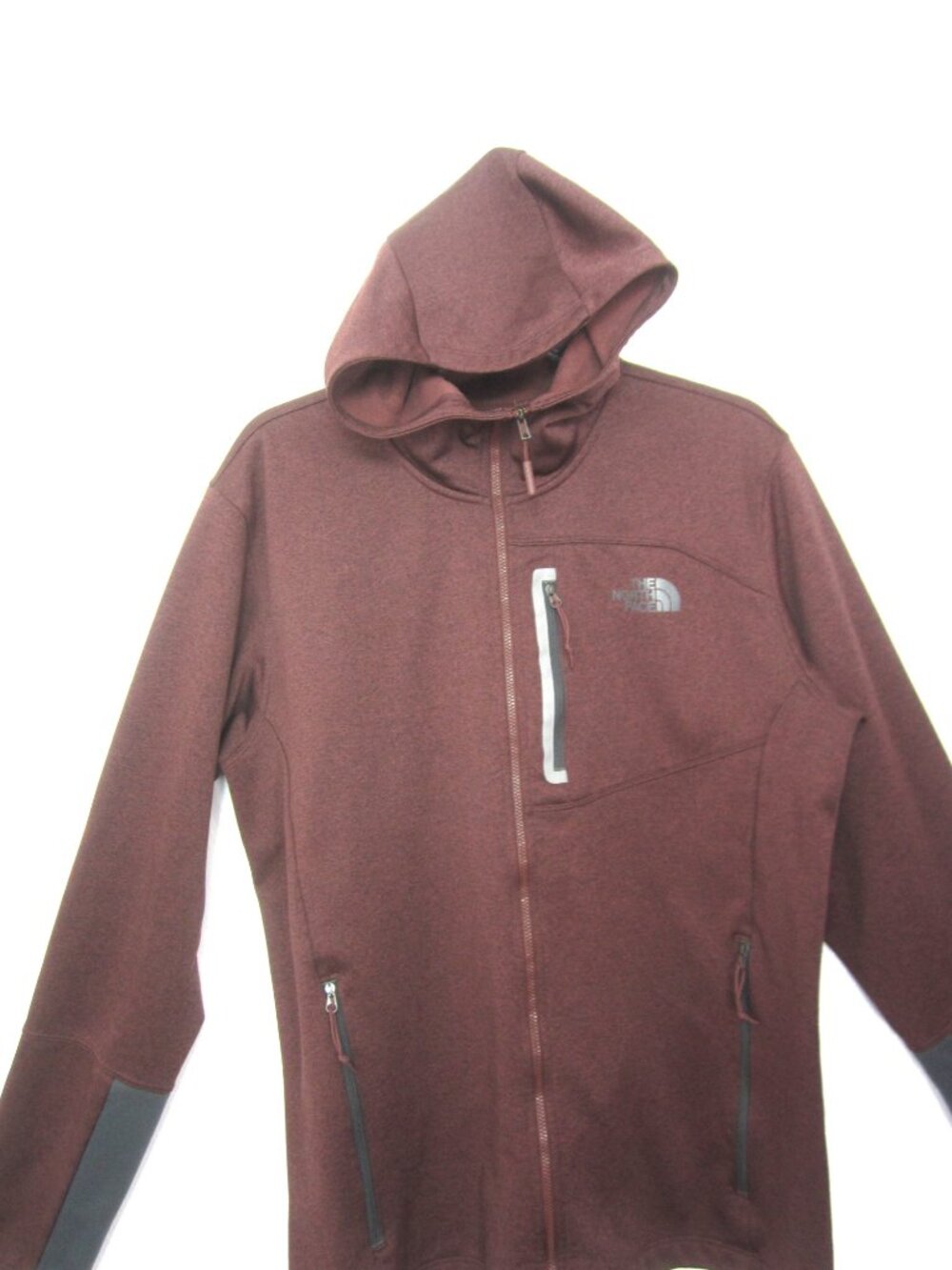 The North Face Men’s L Canyonlands Full Zip Maroon Heather Fleece Hoodie Jacket - Picture 3 of 9
